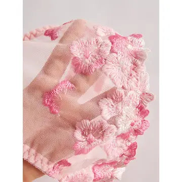 Conjunto de Tul Rosa Bordado floral