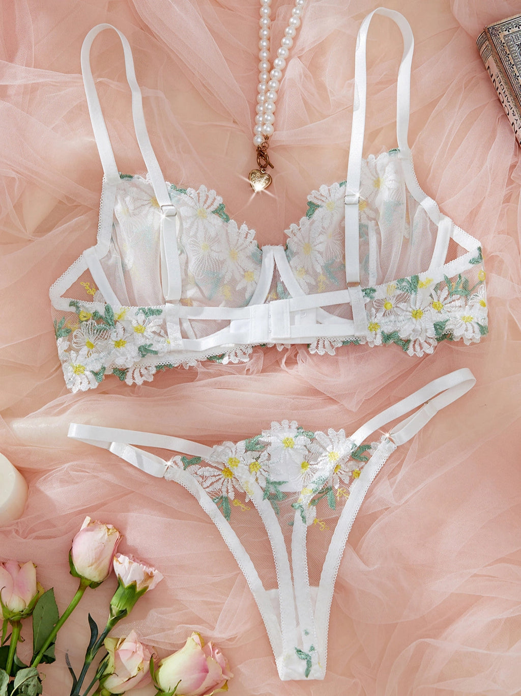 Conjunto de Tul Blanco con margaritas