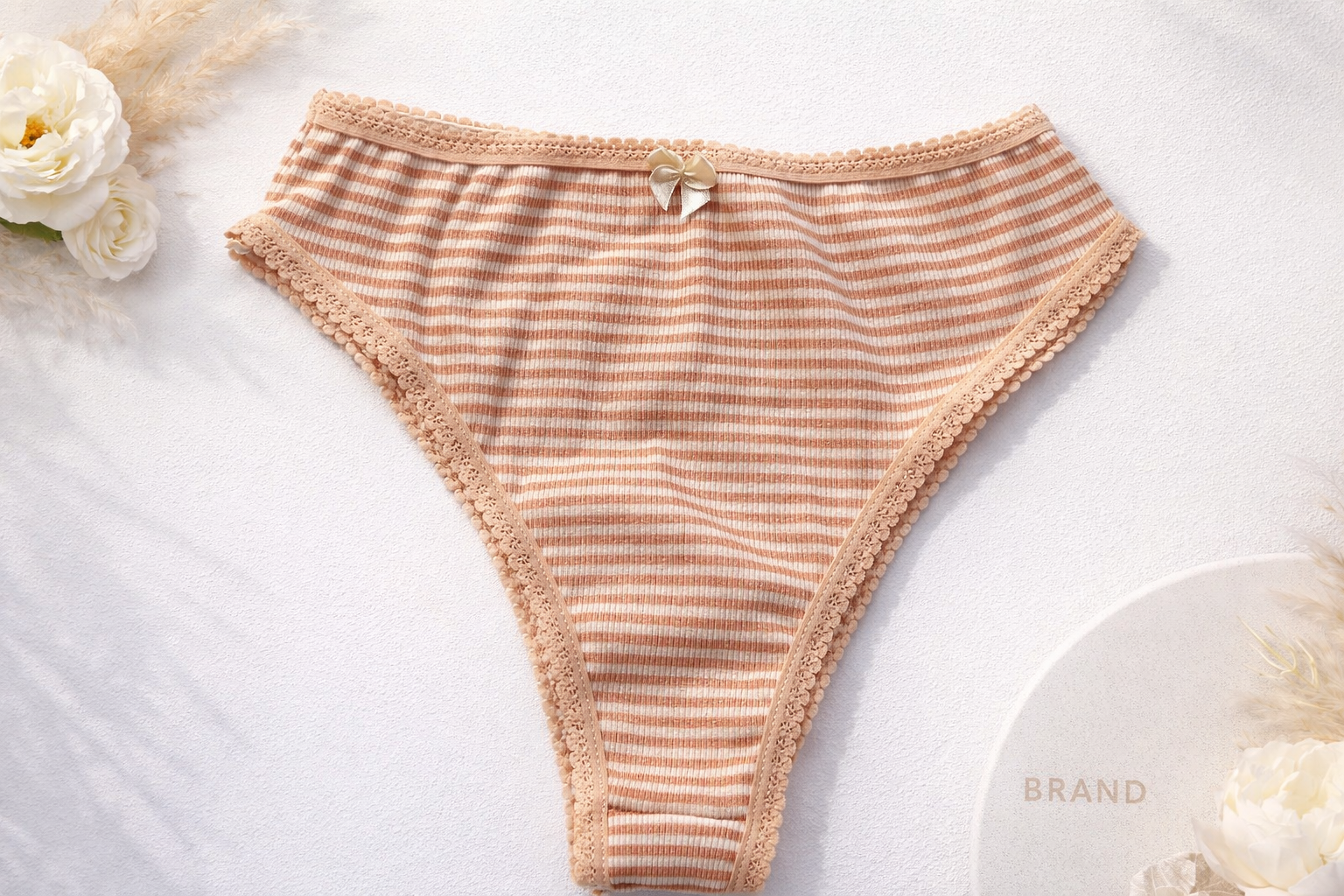 Braga de Algodón ECO Natural a Rayas Beige