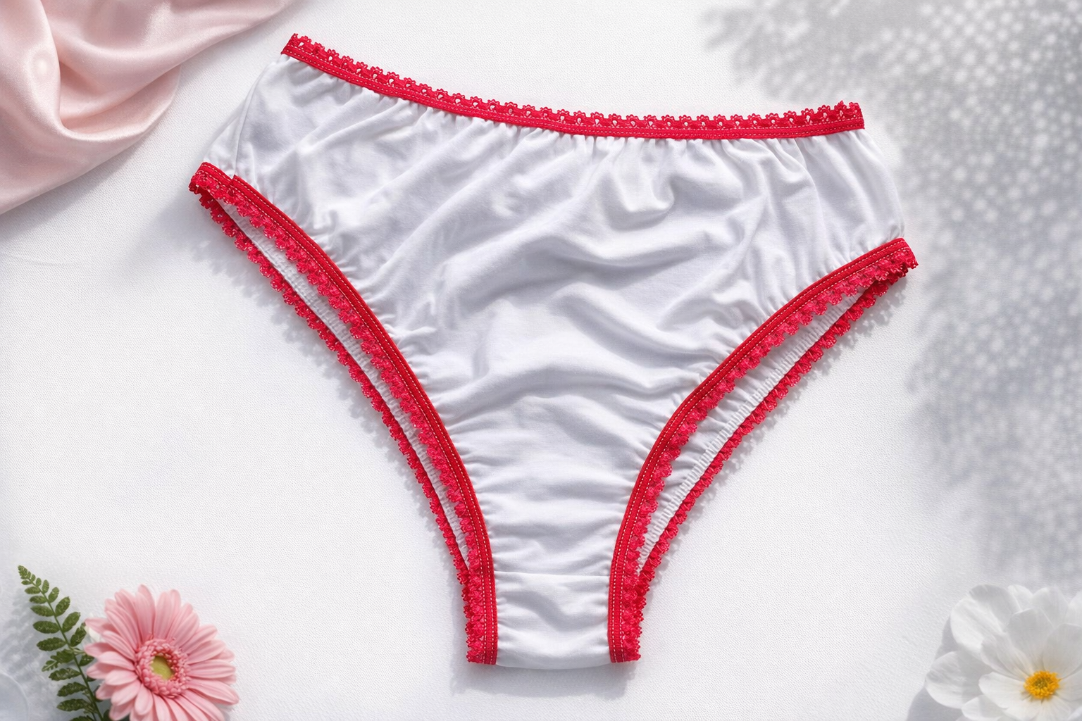 Braga de Algodón Eco Natural con Encaje Rosa