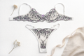 Conjunto Transparente Bordada Floral  Lila & Verde