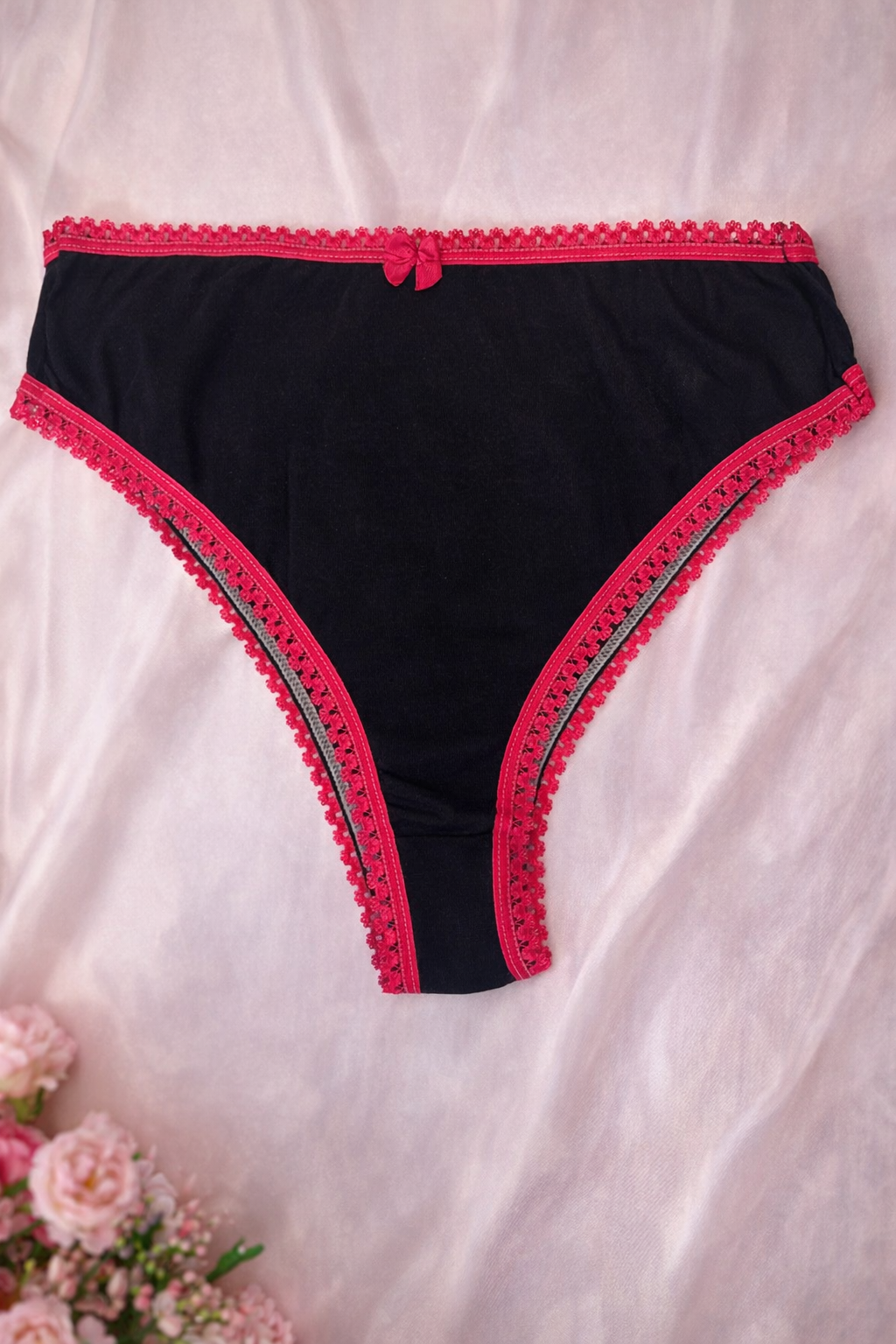 Braga de Bambú ECO Negra con Lazo Rosa