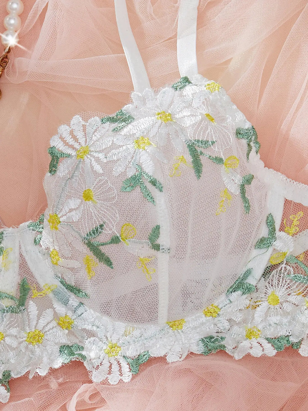 Conjunto de Tul Blanco con margaritas