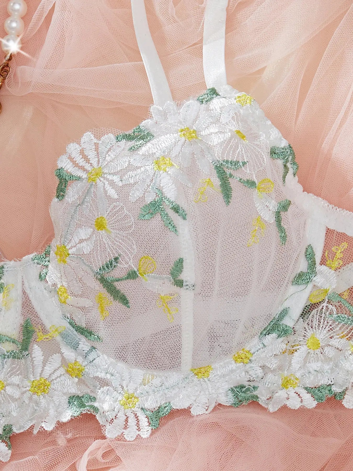 Conjunto de Tul Blanco con margaritas