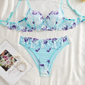 Conjunto de Tul Celeste Bordado floral